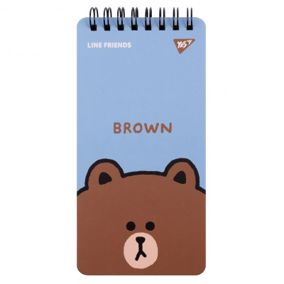 Блокнот 80х160/60 подвійна спіраль "YES" /151763/ "Line Friends" Brown (1/30/60)