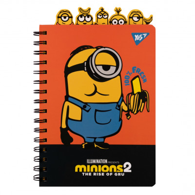 Блокнот А5/80 == спіраль "YES" /151778/ "Minions" з фігурними роздільниками (1/10/20)