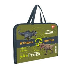 Папка-портфель на блискавці А4+ "Yes" /492242/ "Jurassic World" хакі з ткан. ручк. (1/12/48)