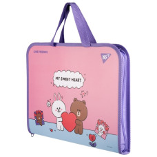 Папка-портфель на блискавці А4+ "Yes" /492239/ "Line Friends. Choco and Cony" з ткан. ручк. (1/12/48)