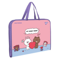 Папка-портфель на блискавці А4+ "Yes" /492239/ "Line Friends. Choco and Cony" з ткан. ручк. (1/12/48)