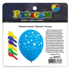 Кульки повітряні "Pelican" /827013/ латексні 12"(30сm) "Зірочки" 5-стор 10шт Кульки повітряні "Pelican" /827013/ латексні 12"(30сm) "Зірочки" 5-стор 10шт