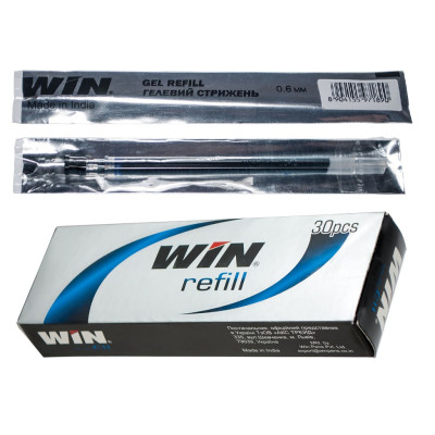 Стрижень гелевий "WIN" /Gel Refill/ чорний, 130мм, 0,6мм (30/150)