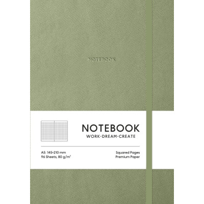 Блокнот А5/96 арк. "Школярик" /A5-7151KSoft Green/ # обкл.поліуретан м'яка, крем блок, 80г/м2 "Soft Green" (1/12)