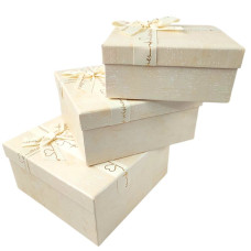Коробка подарункова /271007/ молочна квадратна, матова 3шт/упак, 19,5x19,5x9,5-15,5x15,5x6,5 см