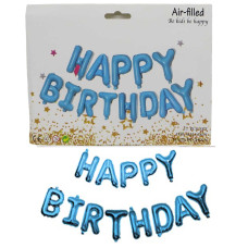 Набір повітряних кульок /1215-В/ фольговані "Happy birthday" 40см блакитні Набір повітряних кульок /1215-В/ фольговані "Happy birthday" 40см блакитні