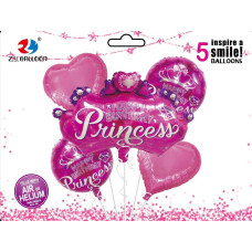 Набір повітряних кульок /1212-31/ фольговані "Happy birthday-Princess" 5шт.=1шт*70см+4шт*45см Набір повітряних кульок /1212-31/ фольговані "Happy birthday-Princess" 5шт.=1шт*70см+4шт*45см