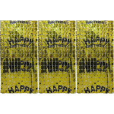 Фотозона-шторка з фольги /13002-G/ "Квадрат-Happy Birthday" 1*2м 2.0мкр.,золото (1/12)