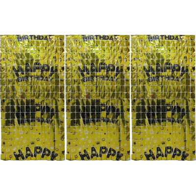 Фотозона-шторка з фольги /13002-G/ "Квадрат-Happy Birthday" 1*2м 2.0мкр.,золото (1/12)