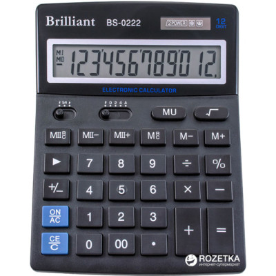 Калькулятор "Brilliant" /BS-0222/ настол. 12разр, 2 пам, 140*176