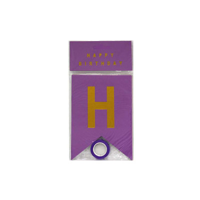 Гірлянда-розтяжка прапорці "WB" /HB-1098/ однокол., "HAPPY BIRTHDAY" 12*17см (1/10)