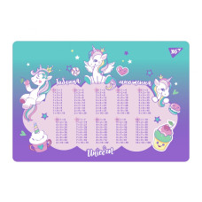 Підкладка настільна 29*42см "YES" /492258/ "Glamour. Unicorn Єдиноріг" бірюзово-фіолетова (таблиця множення)  (1/10/200)