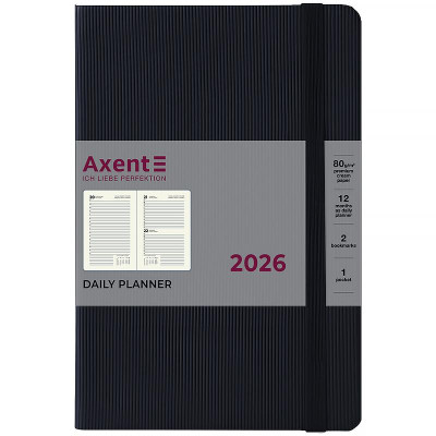 Щоденник "Axent" 2026 /8815-26-01-A/ Partner Lines, 145*210, чорний (1/12)