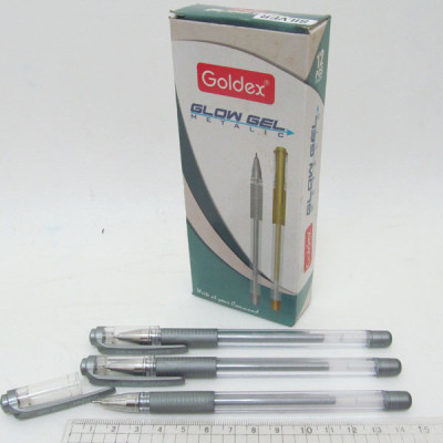 STOCK Ручка гелева "Goldex" "Glow Gel Metalic" 894, 1мм, СРІБЛО, з грипом (12/120)