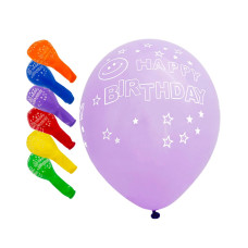 Кульки повітряні "Pelican" /824020/ латексні 12"(30сm) "Happy Birthday, зірочки" 5-стор 50шт Кульки повітряні "Pelican" /824020/ латексні 12"(30сm) "Happy Birthday, зірочки" 5-стор 50шт