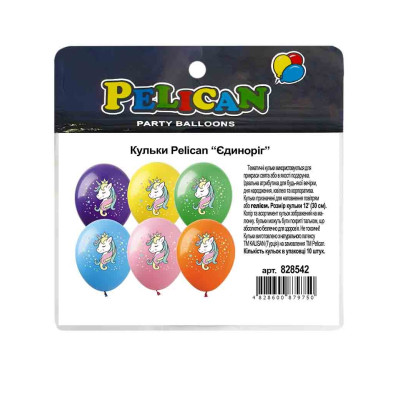Кульки повітряні "Pelican" /828542/ 12"(30сm) "Єдиноріг" 1-стор. 10шт
