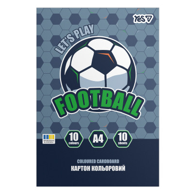 Картон кольоровий А4/10арк "YES" /955491/ Football односторонній папка (1/100)