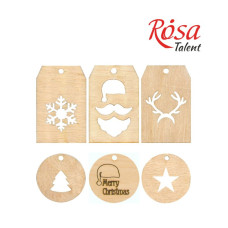 Заготовка "Rosa Talent" "Теги новорічні" /942/ 6шт, фанера