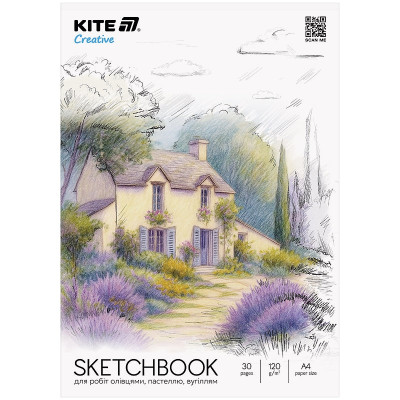 Скетчбук А4/30арк. "Kite" /K-1278/ для робіт олівцями 120г/м2, Kite Creative