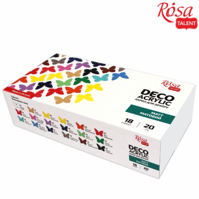 Набір акрилових фарб "ROSA TALENT" /956/ матовий,18 кол.*20 мл, (1/8)
