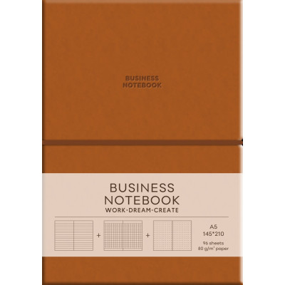 Блокнот А5/96 арк. "Школярик" Business /A5-7135Brown/ == обкл.поліуретан м'яка, крем блок, 80г/м2 "Brown" (1/12)