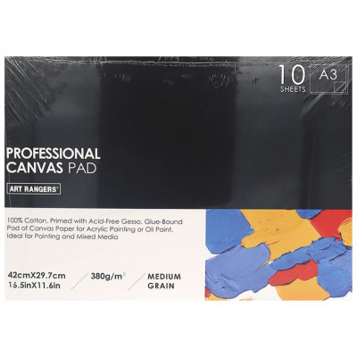 Альбом для акрилу та олійних фарб А3/10 "Art rangers" /CAA338010/ CANVAS PAD 380г/м2 (1/24)