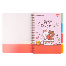 Блокнот А5/80 спіраль "YES" /765737/ "Line Friends" софт-тач, пластикова обкладинка (1/40)