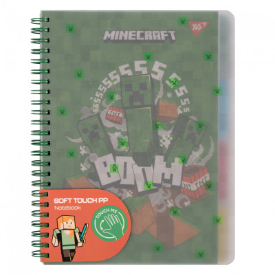 Блокнот А5/80 спіраль "YES" /765738/ "Minecraft" софт-тач, пластикова обкладинка (1/40)