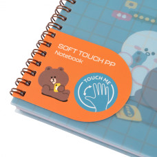 Блокнот B5/80 спіраль "YES" /765741/ "Line Friends" софт-тач, пластикова обкладинка (1/30)