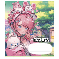 Зошит уч. "Школярик" 24арк.== /3323L/ "Manga style" глітер (дівчинка) (25/200)