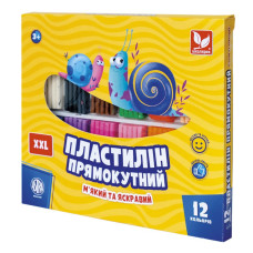 Пластилін восковий "Школярик" 12 кол. прямокутн. /303117001-UA/ 276 г (1/12)
