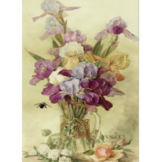 Алмазна мозаїка "Go to art" /189721/ "Натюрморт із джмелем та ірисами"  30*40 см на підрамнику