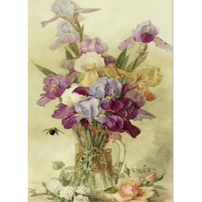 Алмазна мозаїка "Go to art" /189721/ "Натюрморт із джмелем та ірисами"  30*40 см на підрамнику
