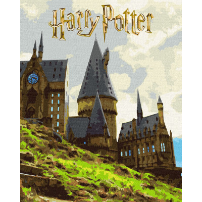 Картина за номерами "Ідейка" /KHO5232/ WB "Harry Potter: Пейзаж Гоґвортсу з фарбами металік" 40*50см
