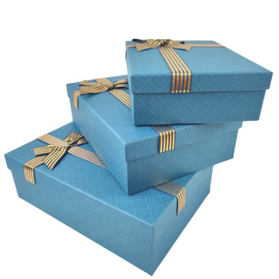 Коробка подарункова /271027/ синя прямокутна, матова 3шт/упак, 29x21x9,5-23x17x6,5 см