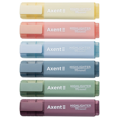 Маркер текстовий "Axent" /2537-60-A/ "Highlighter"  1-5 мм клиноподібні  morandi набір з 6 кольорів (1/12/96)