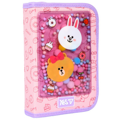 Пенал твердий "YES" /533731/  1 відділ. з клапаном HP-03 Line Friends Always Together 13*21*3см (1/48)