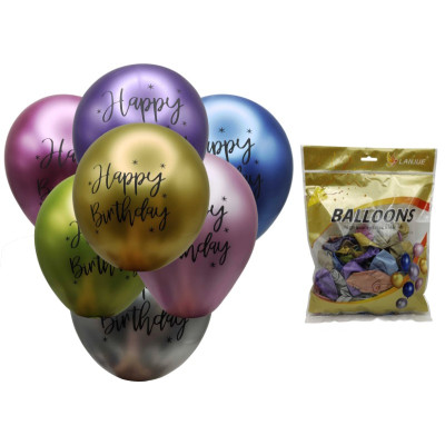 Набір повітряних кульок /302-4-Н/ "Happy bіrthday" 30см набір 50шт.асорті (1/10)