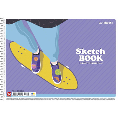 Альбом для малювання "Школярик" А4/20арк./PB-SC-020-8048/ спiраль, 120г/м2 (9/90)