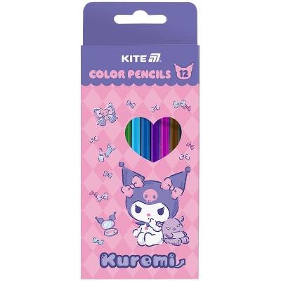 Олівці кольорові "Kite" 12 кол. /HK25-053/ тригранні, Kuromi Куромі (1/12)