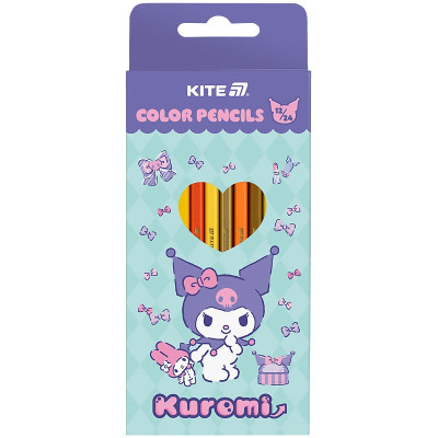 Олівці кольорові "Kite" 24 кол./12шт. /HK25-054-2/ ДВОСТОРОННІ, Kuromi Куромі (1/12)
