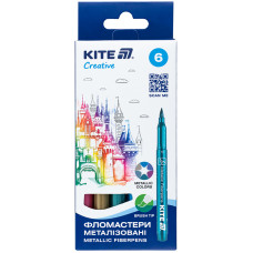 Фломастери-пензлики "Kite" 6 кол. /K-1149/ Creative металізовані (1/12)
