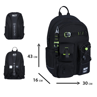 Рюкзак шкільний "YES" /550480/ TS-43L Just Black 43*30*16см (1/12)