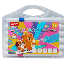 Набір маркерів 12 кол. "AODEMEI" /M6156-12/ акрилових Washable "Animals", plastic box (1/24/144)