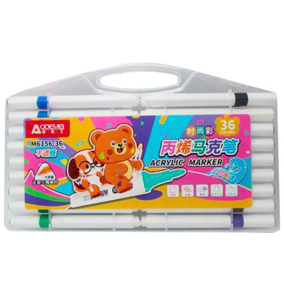 Набір маркерів 36 кол. "AODEMEI" /M6156-36/ акрилових Washable "Animals", plastic box (1/12/48)