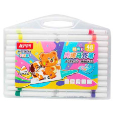 Набір маркерів 48 кол. "AODEMEI" /M6156-48/ акрилових Washable "Animals", plastic box (1/6/36)
