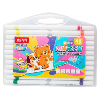 Набір маркерів 48 кол. "AODEMEI" /M6156-48/ акрилових Washable "Animals", plastic box (1/6/36)