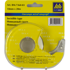 Скотч канцелярський "BuroMax" 18мм*20м НЕВИДИМ. у дисп. 7360-03 прозорий (1/12/144) Скотч канцелярський "BuroMax" 18мм*20м НЕВИДИМ. у дисп. 7360-03 прозорий (1/12/144)