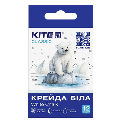 Крейда біла 12шт. "Kite" /K-079-12/ кругла, Classic (67639) (1/48)