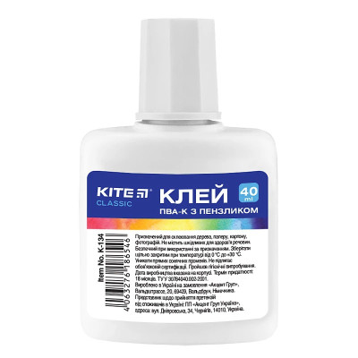 Клей ПВА "Kite" /K-134/ з пензликом 40мл Classic (67740) (1/45)